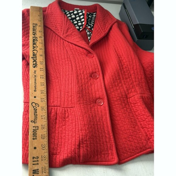 Coldwater Creek Womens 8 Petite Quilted Red Peplum Blazer Jacket Cottagecore - Picture 3 of 11